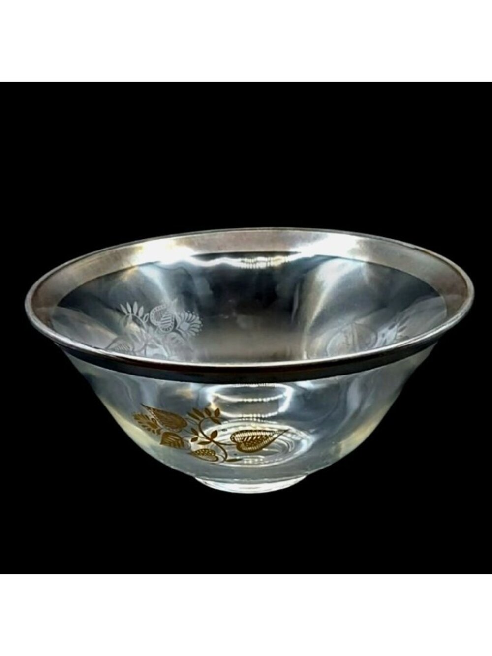 Georges Briard Glass Serving Bowl MCM Silver Damask Hollywood Regency Vintage